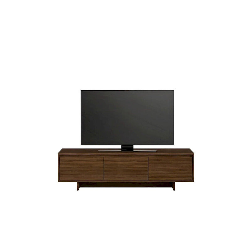 Meuble TV de 60 pouces, 2 portes avec étagères réglables, tiroir central, grain de bois, style scandinave, beige / noyer, utilisation par 1 personne