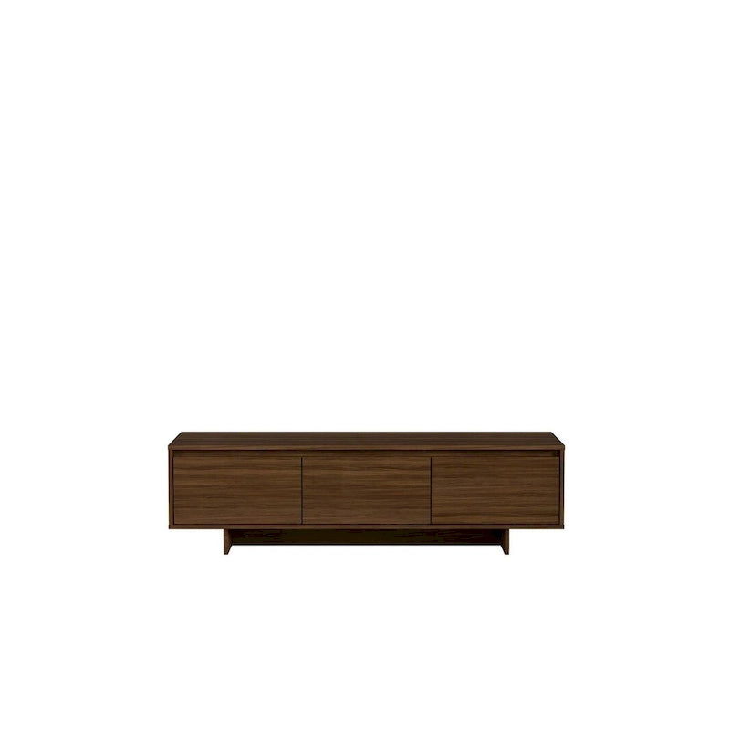 Meuble TV de 60 pouces, 2 portes avec étagères réglables, tiroir central, grain de bois, style scandinave, beige / noyer, utilisation par 1 personne