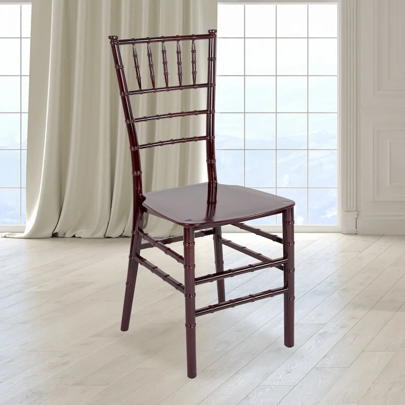 Chaise Chiavari, Résine et polycarbonate, Empilable, Intérieur et extérieur, Capacité de 450 kg, Acajou / Noir / Or Rose / Argent / Blanc / Or / Champagne, Usage individuel