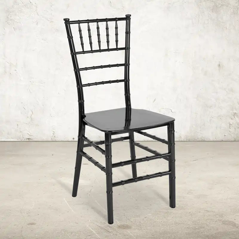 Chaise Chiavari, Résine et polycarbonate, Empilable, Intérieur et extérieur, Capacité de 450 kg, Acajou / Noir / Or Rose / Argent / Blanc / Or / Champagne, Usage individuel