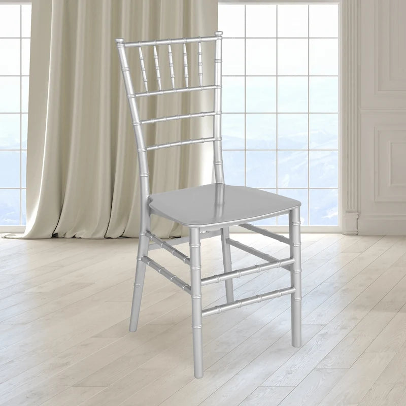 Chaise Chiavari, Résine et polycarbonate, Empilable, Intérieur et extérieur, Capacité de 450 kg, Acajou / Noir / Or Rose / Argent / Blanc / Or / Champagne, Usage individuel