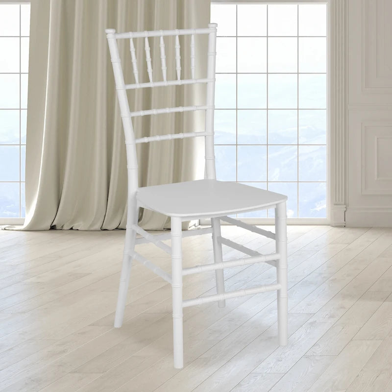 Chaise Chiavari, Résine et polycarbonate, Empilable, Intérieur et extérieur, Capacité de 450 kg, Acajou / Noir / Or Rose / Argent / Blanc / Or / Champagne, Usage individuel
