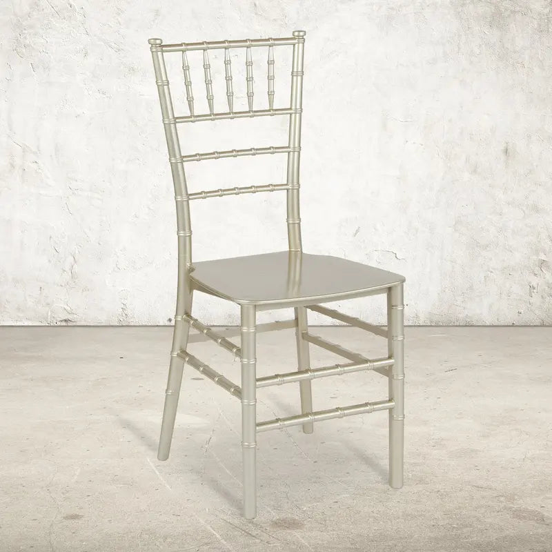 Chaise Chiavari, Résine et polycarbonate, Empilable, Intérieur et extérieur, Capacité de 450 kg, Acajou / Noir / Or Rose / Argent / Blanc / Or / Champagne, Usage individuel