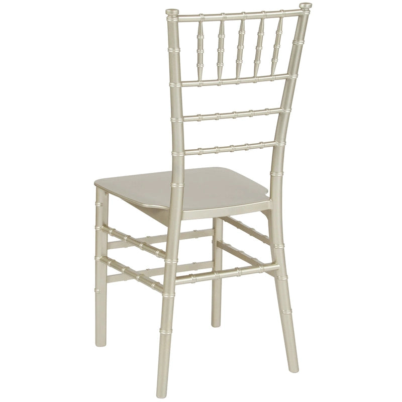 Chaise Chiavari, Résine et polycarbonate, Empilable, Intérieur et extérieur, Capacité de 450 kg, Acajou / Noir / Or Rose / Argent / Blanc / Or / Champagne, Usage individuel