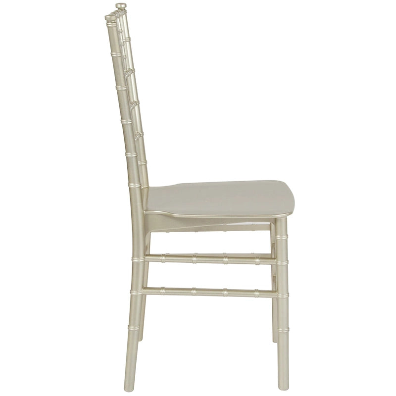 Chaise Chiavari, Résine et polycarbonate, Empilable, Intérieur et extérieur, Capacité de 450 kg, Acajou / Noir / Or Rose / Argent / Blanc / Or / Champagne, Usage individuel