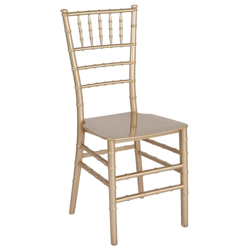 Chaise Chiavari, Résine et polycarbonate, Empilable, Intérieur et extérieur, Capacité de 450 kg, Acajou / Noir / Or Rose / Argent / Blanc / Or / Champagne, Usage individuel