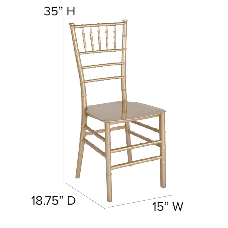 Chaise Chiavari, Résine et polycarbonate, Empilable, Intérieur et extérieur, Capacité de 450 kg, Acajou / Noir / Or Rose / Argent / Blanc / Or / Champagne, Usage individuel