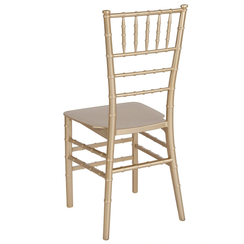 Chaise Chiavari, Résine et polycarbonate, Empilable, Intérieur et extérieur, Capacité de 450 kg, Acajou / Noir / Or Rose / Argent / Blanc / Or / Champagne, Usage individuel