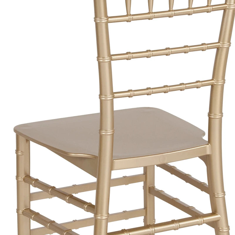 Chaise Chiavari, Résine et polycarbonate, Empilable, Intérieur et extérieur, Capacité de 450 kg, Acajou / Noir / Or Rose / Argent / Blanc / Or / Champagne, Usage individuel