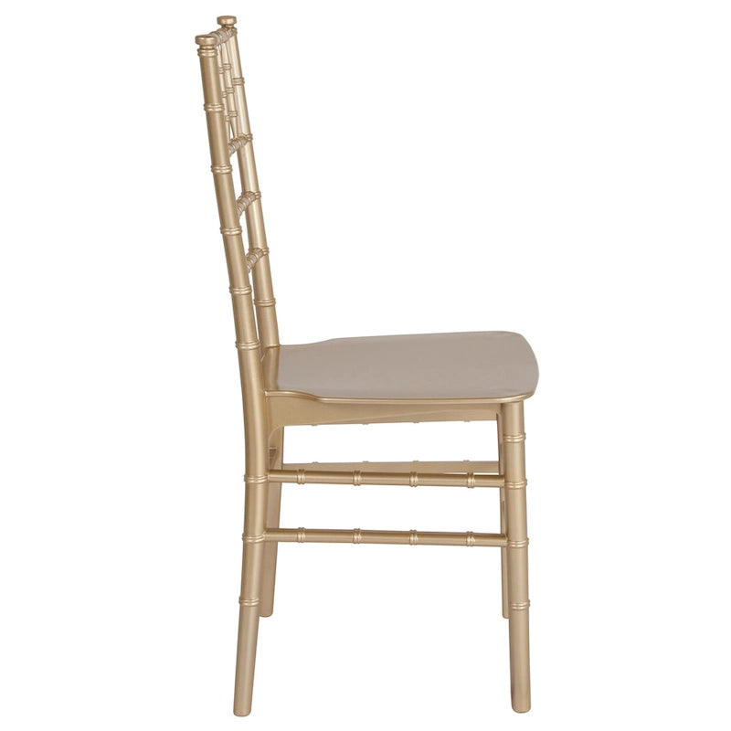Chaise Chiavari, Résine et polycarbonate, Empilable, Intérieur et extérieur, Capacité de 450 kg, Acajou / Noir / Or Rose / Argent / Blanc / Or / Champagne, Usage individuel