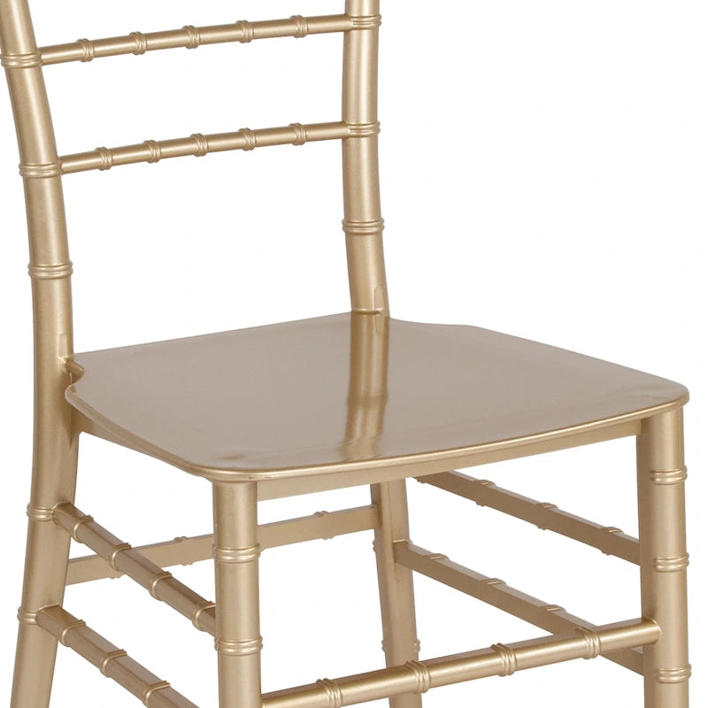 Chaise Chiavari, Résine et polycarbonate, Empilable, Intérieur et extérieur, Capacité de 450 kg, Acajou / Noir / Or Rose / Argent / Blanc / Or / Champagne, Usage individuel