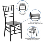 Chaise Chiavari, Résine et polycarbonate, Empilable, Intérieur et extérieur, Capacité de 450 kg, Acajou / Noir / Or Rose / Argent / Blanc / Or / Champagne, Usage individuel