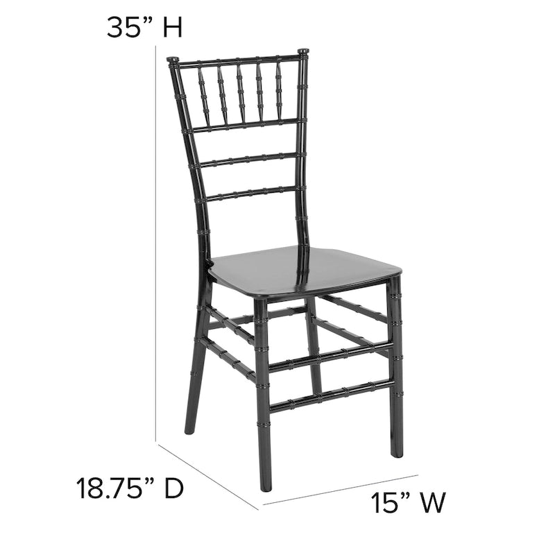 Chaise Chiavari, Résine et polycarbonate, Empilable, Intérieur et extérieur, Capacité de 450 kg, Acajou / Noir / Or Rose / Argent / Blanc / Or / Champagne, Usage individuel