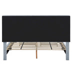 Lit plateforme rembourré, tête de lit surpiquée en hexagone, 2 tiroirs sous le lit, 12 lattes, tissu velours, gris clair, Grand Lit / Très Grand Lit, Utilisation pour 2 personnes