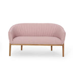 Causeuse, style Mid-Century Modern, surpiqûres horizontales, dossier incurvé, revêtement en tissu, pieds évasés en bois, beige / anthracite / gris brumeux / sarcelle / rose clair, 2 places