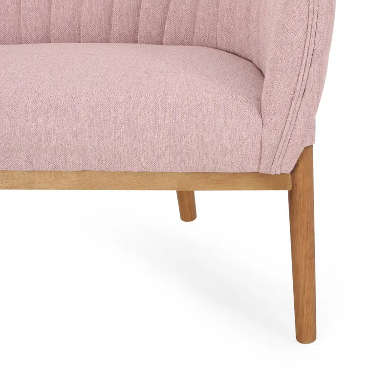 Causeuse, style Mid-Century Modern, surpiqûres horizontales, dossier incurvé, revêtement en tissu, pieds évasés en bois, beige / anthracite / gris brumeux / sarcelle / rose clair, 2 places