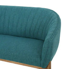 Causeuse, style Mid-Century Modern, surpiqûres horizontales, dossier incurvé, revêtement en tissu, pieds évasés en bois, beige / anthracite / gris brumeux / sarcelle / rose clair, 2 places