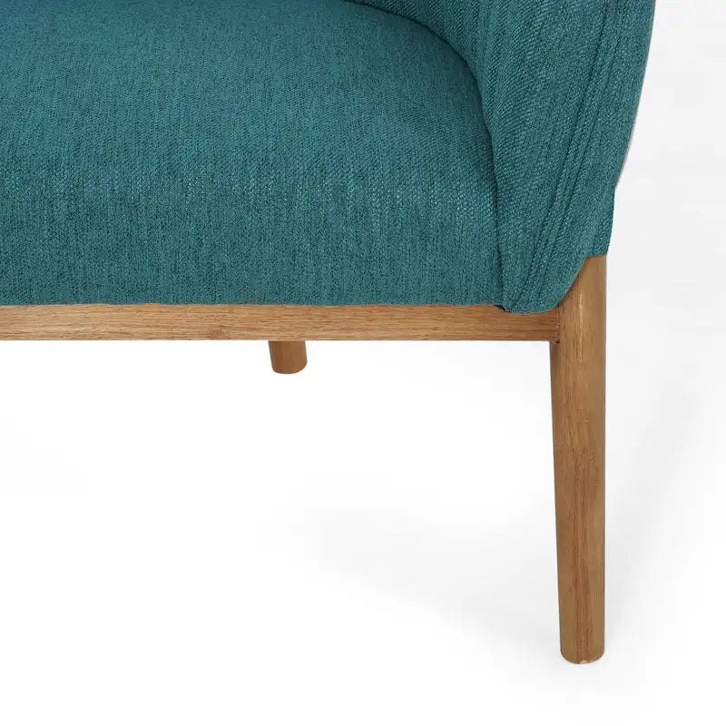 Causeuse, style Mid-Century Modern, surpiqûres horizontales, dossier incurvé, revêtement en tissu, pieds évasés en bois, beige / anthracite / gris brumeux / sarcelle / rose clair, 2 places