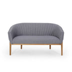 Causeuse, style Mid-Century Modern, surpiqûres horizontales, dossier incurvé, revêtement en tissu, pieds évasés en bois, beige / anthracite / gris brumeux / sarcelle / rose clair, 2 places