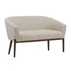 Causeuse, style Mid-Century Modern, surpiqûres horizontales, dossier incurvé, revêtement en tissu, pieds évasés en bois, beige / anthracite / gris brumeux / sarcelle / rose clair, 2 places