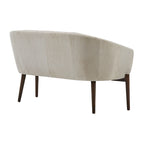 Causeuse, style Mid-Century Modern, surpiqûres horizontales, dossier incurvé, revêtement en tissu, pieds évasés en bois, beige / anthracite / gris brumeux / sarcelle / rose clair, 2 places