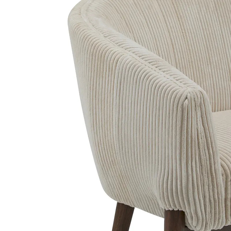 Causeuse, style Mid-Century Modern, surpiqûres horizontales, dossier incurvé, revêtement en tissu, pieds évasés en bois, beige / anthracite / gris brumeux / sarcelle / rose clair, 2 places