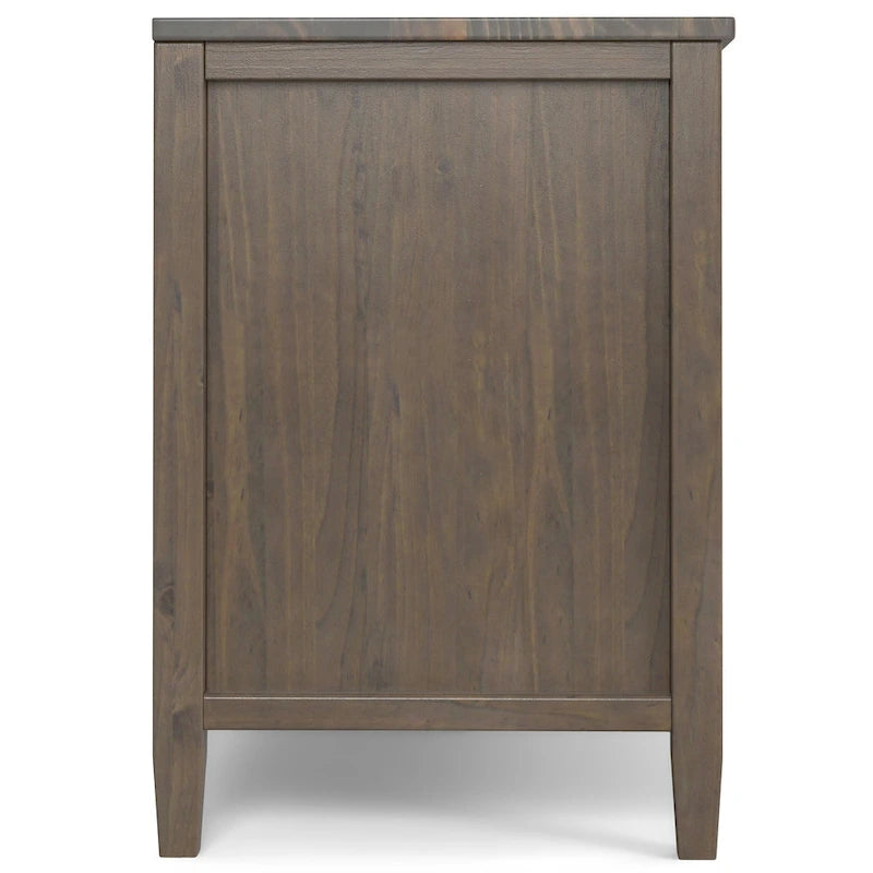 Meuble TV 183 cm, en bois massif, style transitionnel, 2 armoires latérales, 2 tiroirs, portes shaker, convient aux téléviseurs jusqu'à 203 cm, marron fumé, 1 personne requise au montage