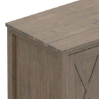 Meuble TV 183 cm, en bois massif, style transitionnel, 2 armoires latérales, 2 tiroirs, portes shaker, convient aux téléviseurs jusqu'à 203 cm, marron fumé, 1 personne requise au montage