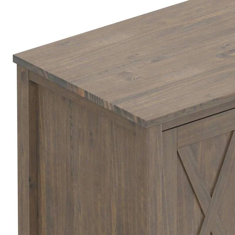 Meuble TV 183 cm, en bois massif, style transitionnel, 2 armoires latérales, 2 tiroirs, portes shaker, convient aux téléviseurs jusqu'à 203 cm, marron fumé, 1 personne requise au montage