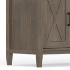 Meuble TV 183 cm, en bois massif, style transitionnel, 2 armoires latérales, 2 tiroirs, portes shaker, convient aux téléviseurs jusqu'à 203 cm, marron fumé, 1 personne requise au montage