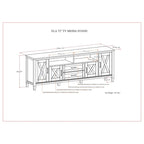 Meuble TV 183 cm, en bois massif, style transitionnel, 2 armoires latérales, 2 tiroirs, portes shaker, convient aux téléviseurs jusqu'à 203 cm, marron fumé, 1 personne requise au montage