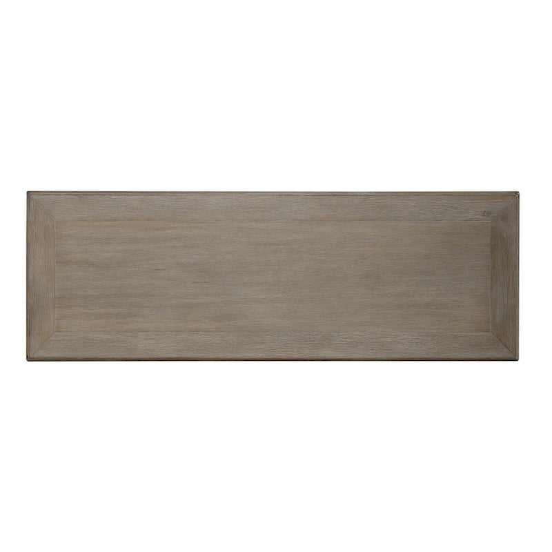 Console, plateau gris brossé, étagère inférieure, pieds fuselés, en hévéa et pin, bleu marine/blanc, 1 personne
