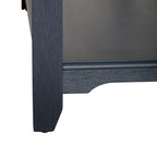 Console, plateau gris brossé, étagère inférieure, pieds fuselés, en hévéa et pin, bleu marine/blanc, 1 personne