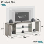Meuble TV de 58 po, convient aux téléviseurs jusqu'à 65 po, bande lumineuse RVB, tablette réglable en verre trempé, armoire fermée, rangement vertical, marbre noir/blanc délavé, utilisation par 1 personne