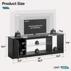 Meuble TV de 58 po, convient aux téléviseurs jusqu'à 65 po, bande lumineuse RVB, tablette réglable en verre trempé, armoire fermée, rangement vertical, marbre noir/blanc délavé, utilisation par 1 personne