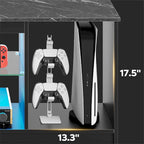 Meuble TV de 58 po, convient aux téléviseurs jusqu'à 65 po, bande lumineuse RVB, tablette réglable en verre trempé, armoire fermée, rangement vertical, marbre noir/blanc délavé, utilisation par 1 personne
