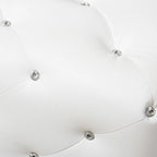 Banc de lit rembourré, similicuir, capitonné avec boutons en cristal, pieds cabriolets chromés, blanc/noir, pour 1 personne