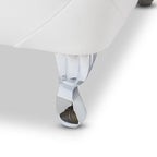 Banc de lit rembourré, similicuir, capitonné avec boutons en cristal, pieds cabriolets chromés, blanc/noir, pour 1 personne