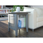 Table d'appoint style Mission, bois massif, finition 5 étapes, plateau carré, Noyer / Expresso / Blanc / Gris, utilisation 1 personne