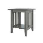 Table d'appoint style Mission, bois massif, finition 5 étapes, plateau carré, Noyer / Expresso / Blanc / Gris, utilisation 1 personne
