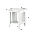 Table d'appoint style Mission, bois massif, finition 5 étapes, plateau carré, Noyer / Expresso / Blanc / Gris, utilisation 1 personne