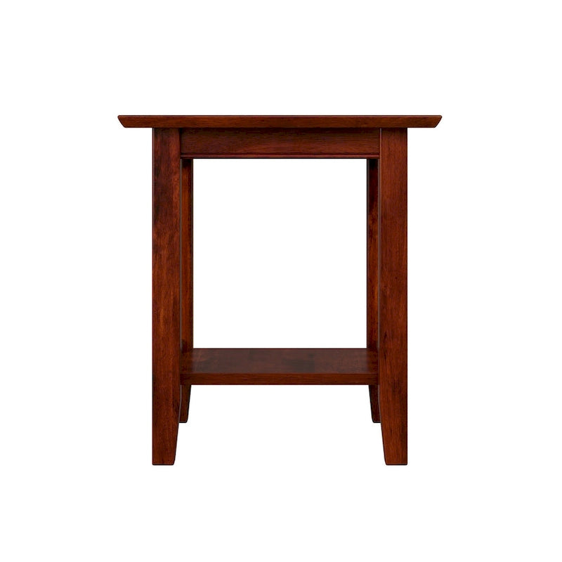 Table d'appoint style Mission, bois massif, finition 5 étapes, plateau carré, Noyer / Expresso / Blanc / Gris, utilisation 1 personne