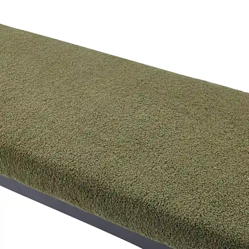 Banc d'appoint rembourré, tissu bouclette, pieds en acier laqué, vert/blanc cassé, 2 places