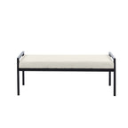 Banc d'appoint rembourré, tissu bouclette, pieds en acier laqué, vert/blanc cassé, 2 places