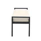 Banc d'appoint rembourré, tissu bouclette, pieds en acier laqué, vert/blanc cassé, 2 places