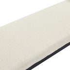 Banc d'appoint rembourré, tissu bouclette, pieds en acier laqué, vert/blanc cassé, 2 places