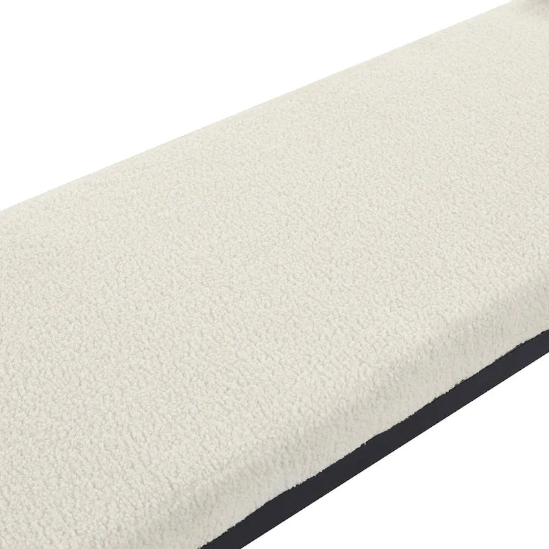 Banc d'appoint rembourré, tissu bouclette, pieds en acier laqué, vert/blanc cassé, 2 places