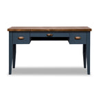 Bureau de 53 pouces, style maison de campagne moderne, tiroir à clavier escamotable, 2 tiroirs latéraux, peuplier et aulne noueux, Denim bleu et Whiskey, pour 1 personne