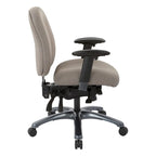 Chaise de bureau mi-dossier, réglage du dossier à crémaillère, glissière d'assise, soutien lombaire, accoudoirs réglables, base en titane, coloris Or Pailleté / Bleu / Taupe / Anthracite / Noir de Jais / Lie de Vin / Noir, 1 utilisateur