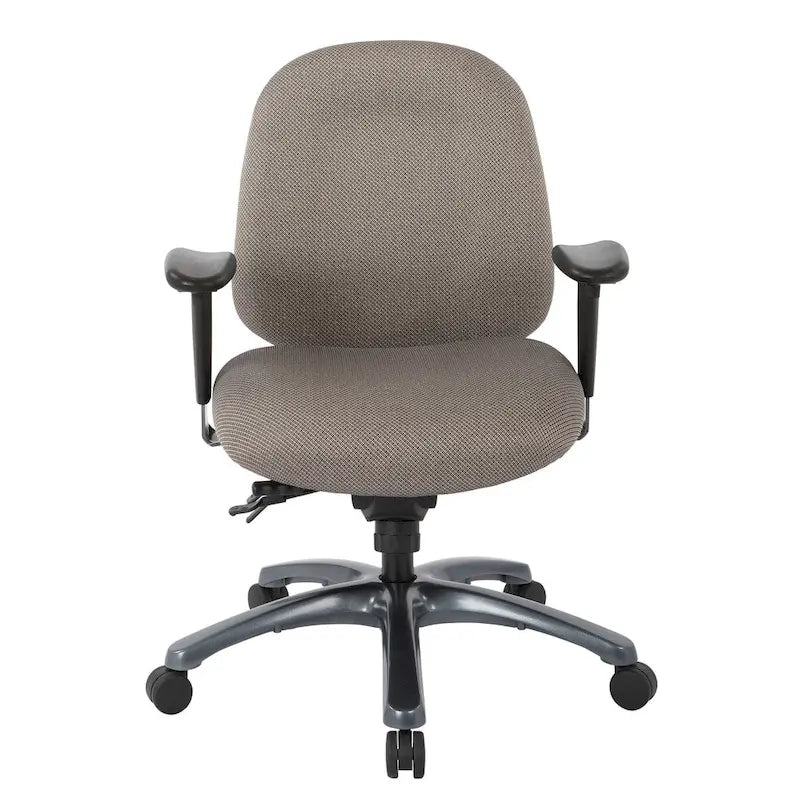 Chaise de bureau mi-dossier, réglage du dossier à crémaillère, glissière d'assise, soutien lombaire, accoudoirs réglables, base en titane, coloris Or Pailleté / Bleu / Taupe / Anthracite / Noir de Jais / Lie de Vin / Noir, 1 utilisateur